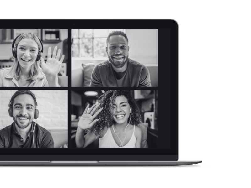 Laptop with people on video call