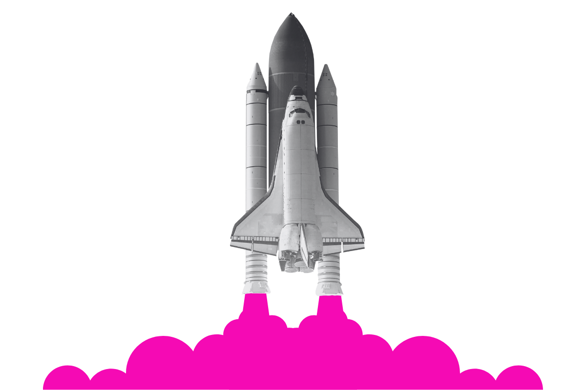 Space shuttle taking off